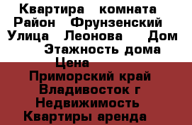 Квартира 1 комната › Район ­ Фрунзенский › Улица ­ Леонова   › Дом ­ 66 › Этажность дома ­ 9 › Цена ­ 16 000 - Приморский край, Владивосток г. Недвижимость » Квартиры аренда   